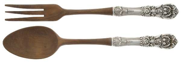 Francis I (Sterling, Eagle-R-Lion, 1907) Wooden Bowl 2-Piece Salad Set