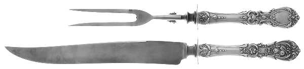 Francis I (Sterling, Eagle-R-Lion, 1907) (2 Pc)Carving Set-Lg Stnbl/Roast w/Sterling Guard