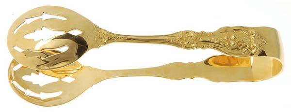 Francis I-Gold Vermeil (Sterling) Large Ice Serving Tongs with Bowl Tips