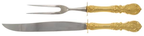 Francis I-Gold Vermeil (Sterling) Large 2-Piece Roast Carving Set w/ Stainless Blade