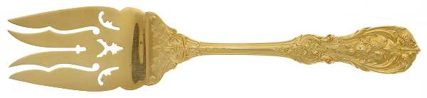 Francis I-Gold Vermeil (Sterling) Cold Meat Serving Fork Large Pierce