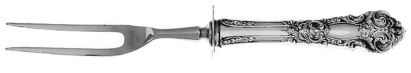 French Renaissance (Sterling, 1941, No Monos) Small Steak Carving Fork with Stainless Prongs