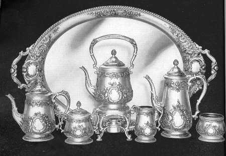 Georgian (Sterling Hollowware) 7 Piece Tea Set (SCP, STP, SCR, SSU, SWB, SKES & WTL)