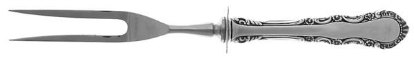 Georgian Rose (Sterling, 1941, No Monograms) Small Steak Carving Fork with Stainless Prongs
