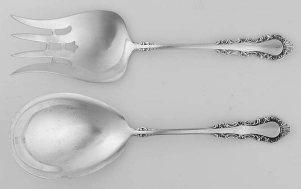 Georgian Rose (Sterling, 1941, No Monograms) Medium 2-Piece Salad Set, Solid Pieces