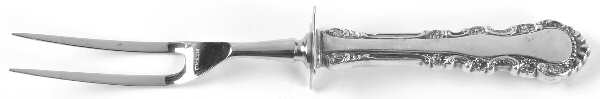 Georgian Rose (Sterling, 1941, No Monograms) Small Steak Carving Fork with Stainless Prongs