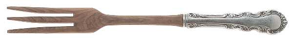 Georgian Rose (Sterling, 1941, No Monograms) Salad Serving Fork with Wooden Prongs