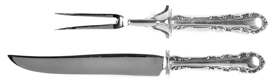 Georgian Rose (Sterling, 1941, No Monograms) Small Stainless Blade 2-Piece Steak Carving Set