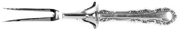 Georgian Rose (Sterling, 1941, No Monograms) Large Stainless-Prong Roast Carving Fork
