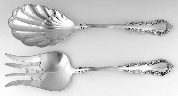 Georgian Rose (Sterling, 1941, No Monograms) (2 Pc) Solid Salad Set