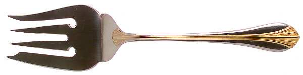 Golden Ariel (Stainless, Gold Accent) Medium Solid Cold Meat Serving Fork