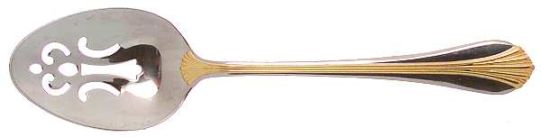 Golden Ariel (Stainless, Gold Accent) Pierced Tablespoon (Serving Spoon)