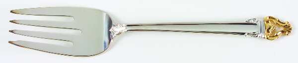 Golden Crown (Silverplate, Gold Accent, 1969) Medium Solid Cold Meat Serving Fork