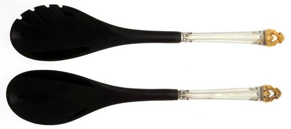 Golden Crown (Silverplate, Gold Accent, 1969) Plastic Bowl 2-Piece Salad Set