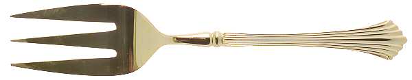 Gold Rosewell (Gold Electroplate) Medium Solid Cold Meat Serving Fork