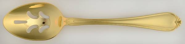 Gold Solange (Gold Electroplate) Pierced Tablespoon (Serving Spoon)