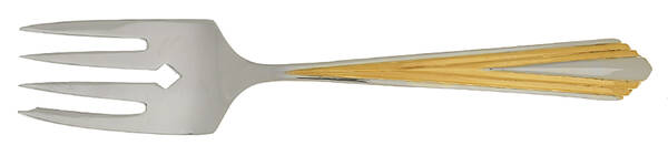 Golden Spire (Stainless, Gold Accent) Medium Solid Cold Meat Serving Fork