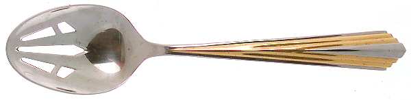 Golden Spire (Stainless, Gold Accent) Pierced Tablespoon (Serving Spoon)