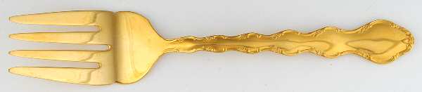 Golden Summertime (Gold Electroplate) Medium Solid Cold Meat Serving Fork