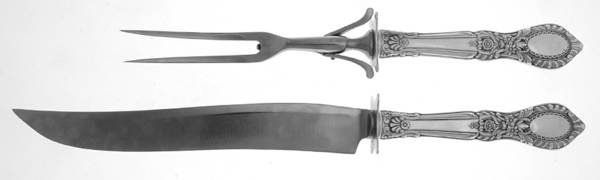 Guildhall (Sterling, 1941, No Monos) Large 2-Piece Roast Carving Set w/ Stainless Blade