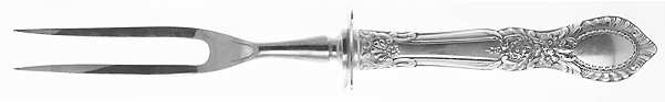 Guildhall (Sterling, 1941, No Monos) Small Steak Carving Fork with Stainless Prongs