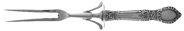 Guildhall (Sterling, 1941, No Monos) Large Stainless-Prong Roast Carving Fork