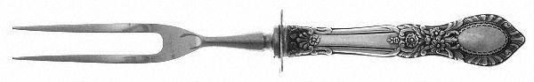 Guildhall (Sterling, 1941, No Monos) Small Steak Carving Fork with Stainless Prongs