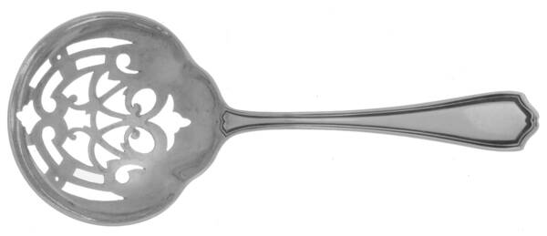 Hepplewhite-Plain (Sterling, 1907, No Monos) Pierced Almond Spoon by Reed & Barton
