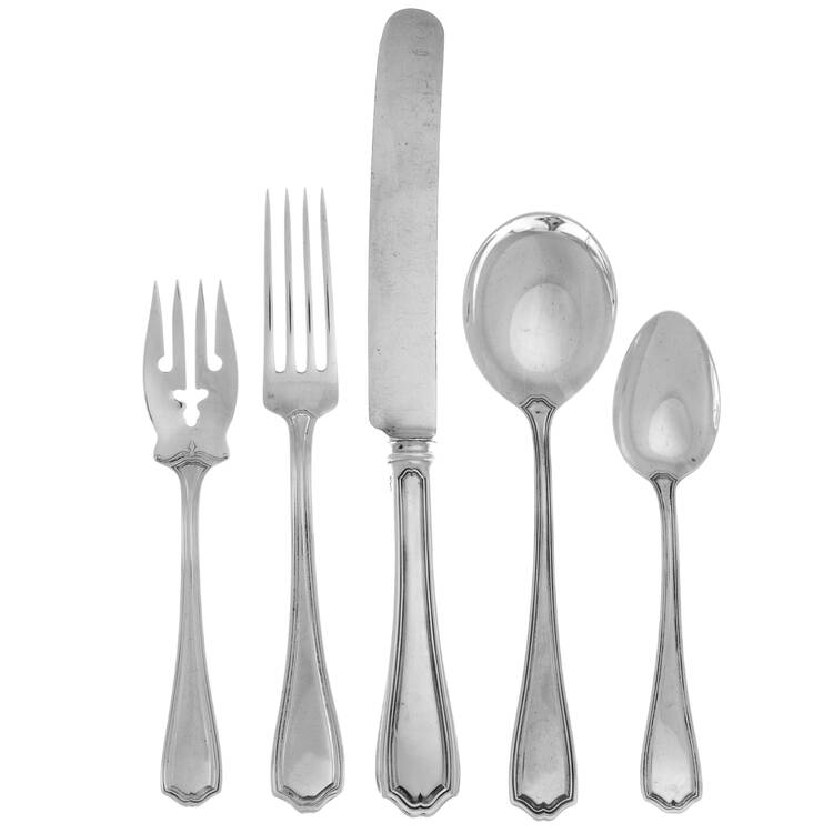 Hepplewhite-Plain (Sterling, 1907, No Monos) 40  Piece Estate Set by Reed & Barton