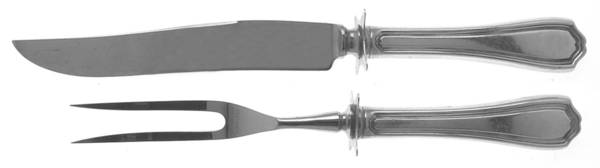 Hepplewhite-Plain (Sterling, 1907, No Monos) Small Steak 2-Piece Carving Set w/Stainless Blade