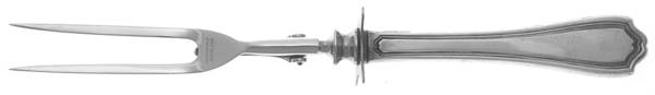 Hepplewhite-Plain (Sterling, 1907, No Monos) Large Stainless-Prong Roast Carving Fork