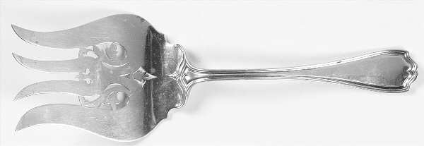 Hepplewhite-Plain (Sterling, 1907, No Monos) Large Pierced Fish Serving Fork