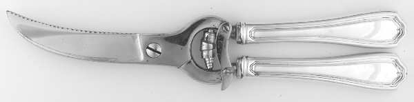 Hepplewhite-Plain (Sterling, 1907, No Monos) Poultry Shears with Stainless Blades by Reed & Barton