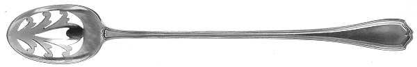 Hepplewhite-Plain (Sterling, 1907, No Monos) Pierced Bowl Long Handle Olive Spoon