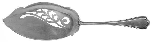 Hepplewhite-Plain (Sterling, 1907, No Monos) Large Solid Pierced Fish Knife