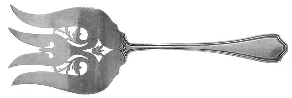 Hepplewhite-Plain (Sterling, 1907, No Monos) Solid Pierced Fish Serving Fork