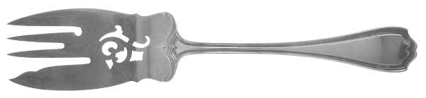 Hepplewhite-Plain (Sterling, 1907, No Monos) Large Solid Cold Meat Serving Fork