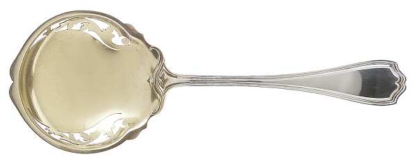 Hepplewhite-Plain (Sterling, 1907, No Monos) Large Pierced Pea Serving Spoon