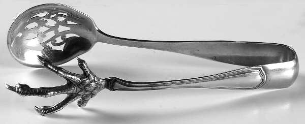 Hepplewhite-Plain (Sterling, 1907, No Monos) Large Ice Serving Tongs