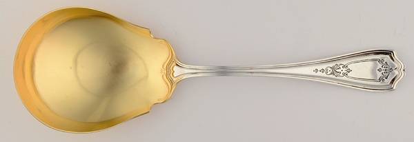 Hepplewhite-Chased (Sterling, 1907) Oversize Solid Salad Serving Spoon