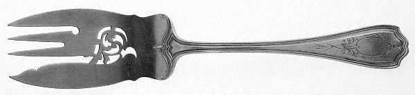 Hepplewhite-Engrv (Sterling, 1907, No Monos) Large Solid Cold Meat Serving Fork