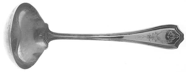 Hepplewhite-Engrv (Sterling, 1907, No Monos) Solid Gravy Ladle