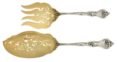 Intaglio (Sterling, 1905, Eagle-R-Lion) Pierced Fish Serving Set