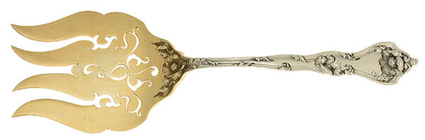 Intaglio (Sterling, 1905, Eagle-R-Lion) Solid Pierced Fish Serving Fork