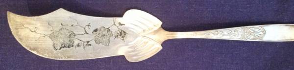 Italian (Silverplate, 1885) Large Solid Bright Cut Fish Serving Knife