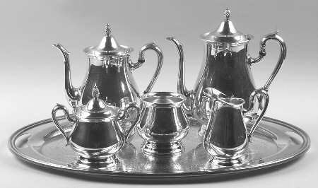 Jamestown (Silverplate, Hollowware) 6-Piece Plated Tea Set (Waste & Tray)
