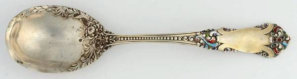 La Marquise (Sterling, 1895) Enameled Sugar Spoonq