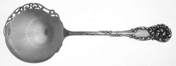 La Reine (Sterling, 1893) Large Pierced Pea Serving Spoon