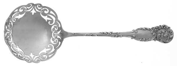 La Reine (Sterling, 1893) Large Pierced Pea Serving Spoon