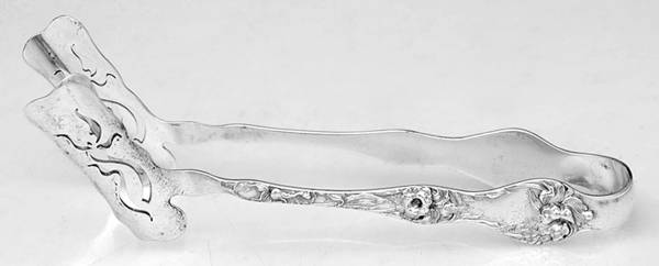 Les Cinq Fleurs (Sterling, 1900, No Monos) Solid Individual Asparagus Tongs
